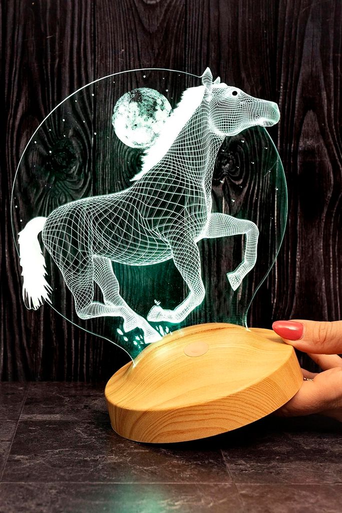 3D Pferde Nachtlicht Für Kinder - Dimmbare LED Nachttischlampe Mit Farbwechsel