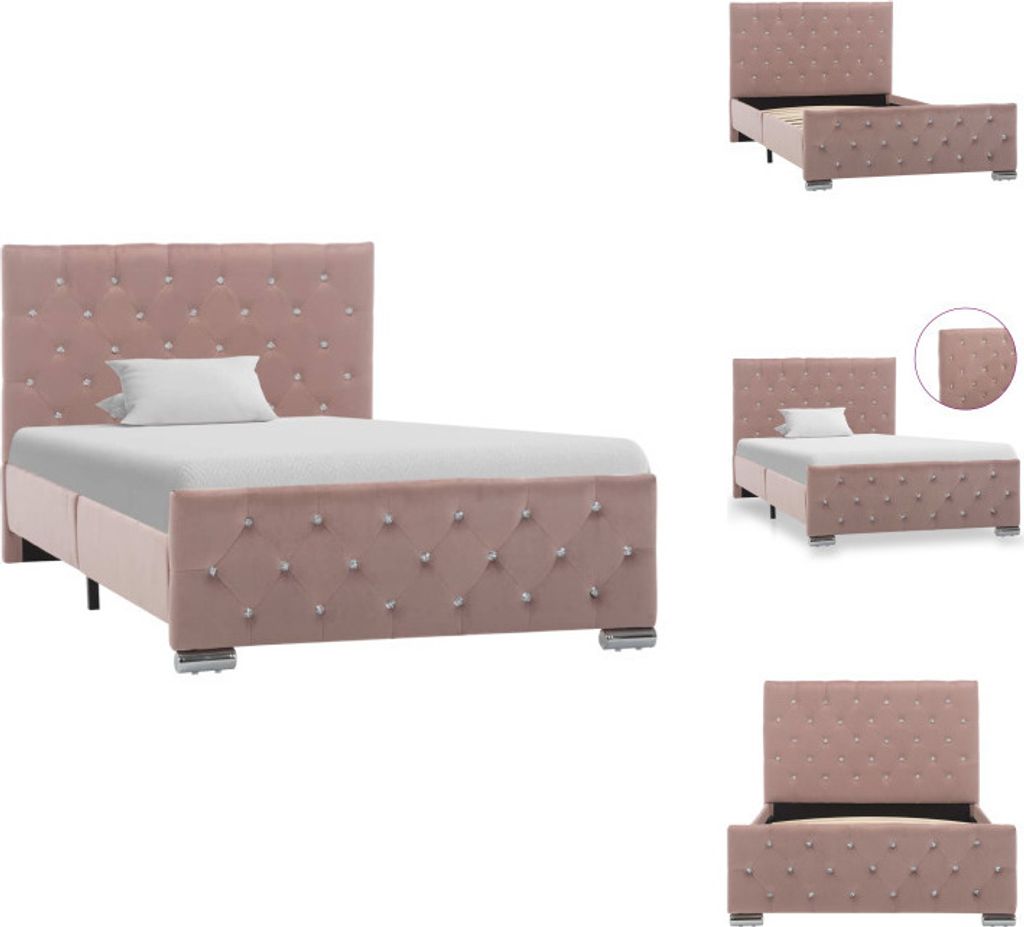 vidaXL Bettgestell Rosa Samt 100x200 cm - Betten & Bettgestelle
