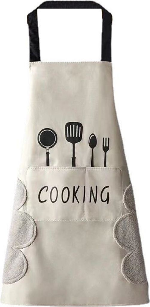 ASKSA Schürzen Wasserdicht Kochschürze mit Taschen Verstellbarem Küchenschürze Grillschürze Latzschürze, Grau
