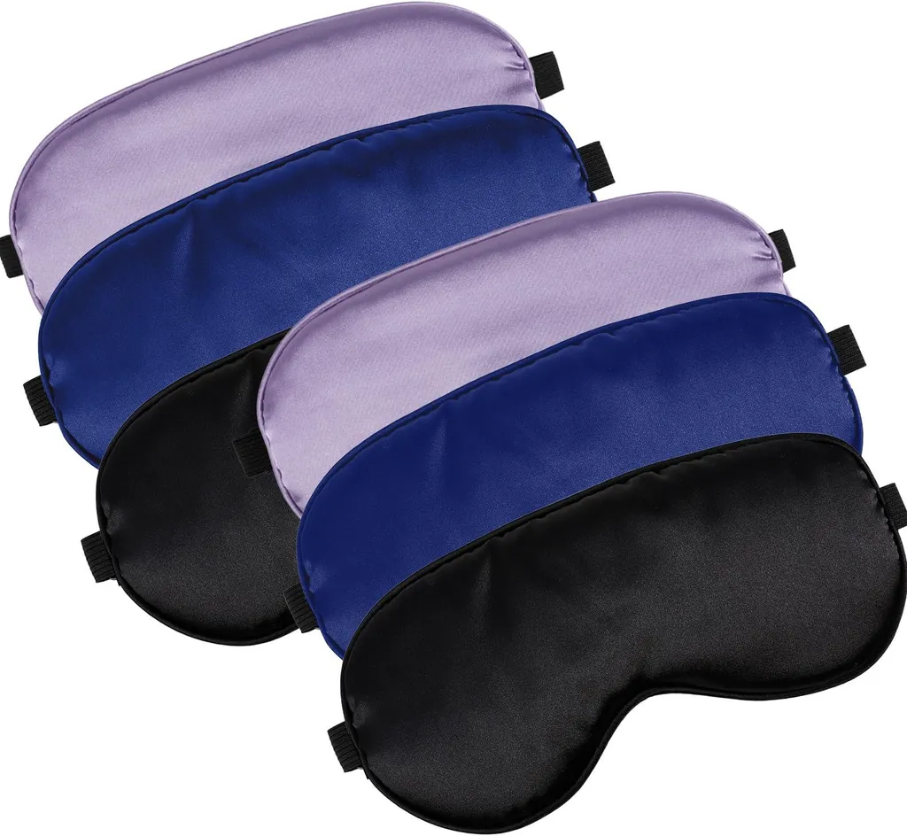 Masque de sommeil pour voyage et avion lot de 6 masques en soie réglable