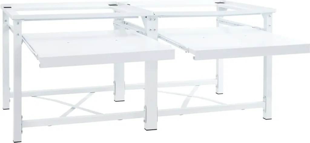 Support machine à laver avec étagères rétractables, 2 pièces blanches