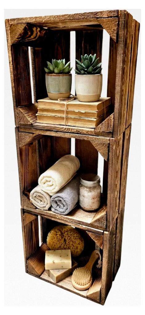 Vintage Obstkisten im praktischen 3er Set - Ideal für Möbelbau oder Dekoration - (22 x 20 x 14,5 cm)