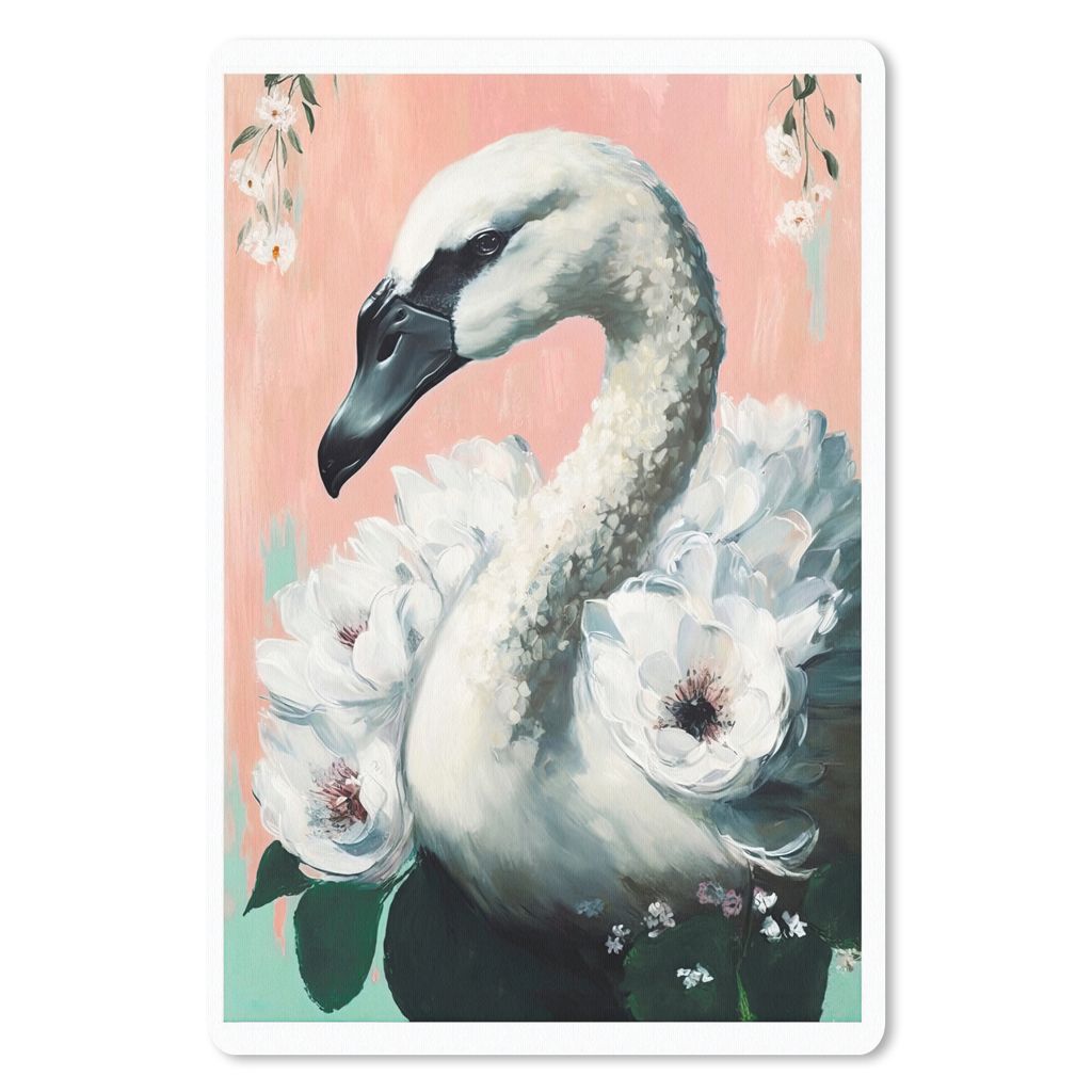 MuchoWow Mauspad Mousepad Schwan - Tiere - Blumen - Pastell - Weiß 18x27 cm - Mousepads - Maus Mat - Pad - Mausunterlage