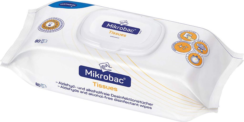 Mikrobac Tissues alkoholfreie Desinfektionstücher, 80 St. Produktbild 