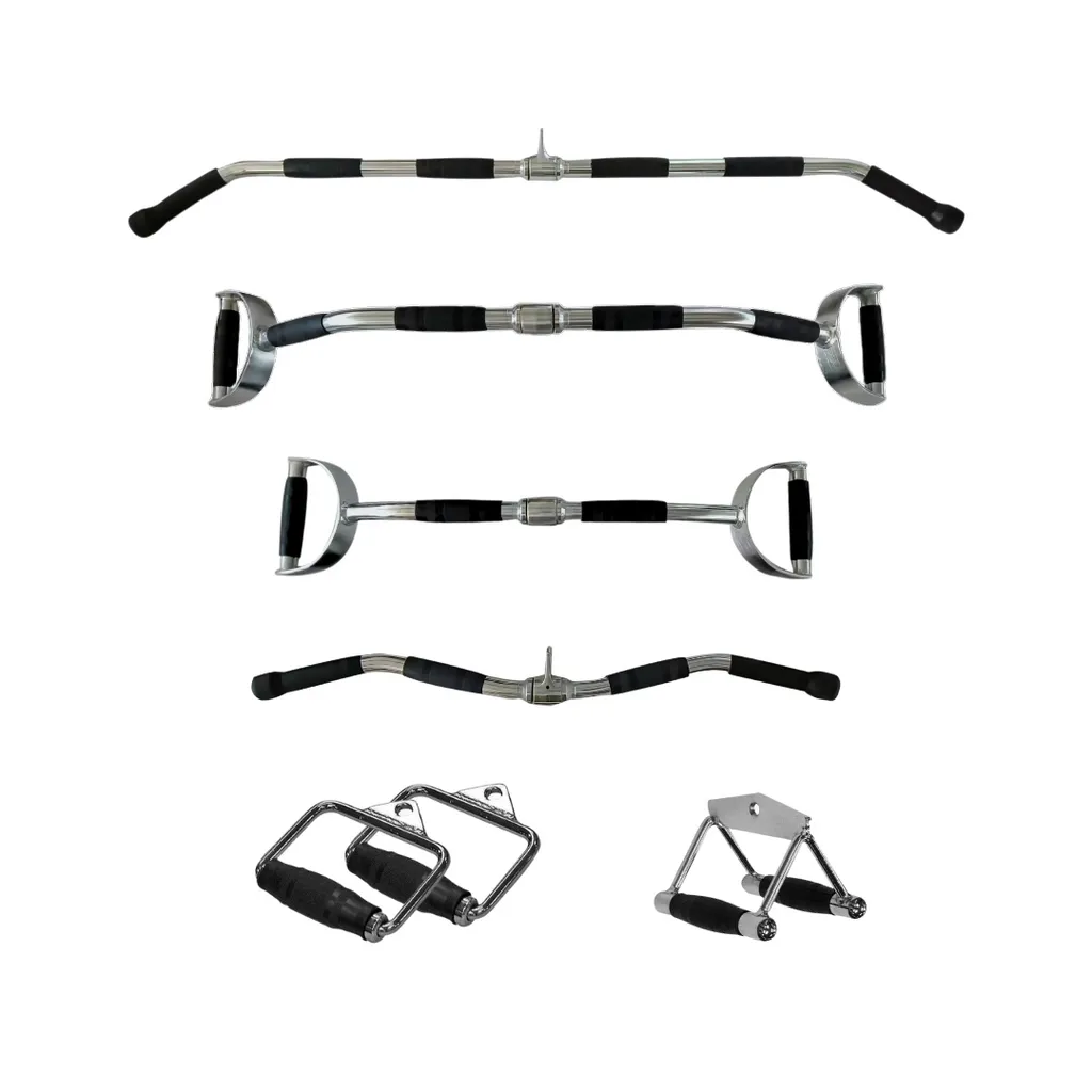 Kit Accessoires Musculation Poulie avec Barre de Tirage et EZ-Curl Gym