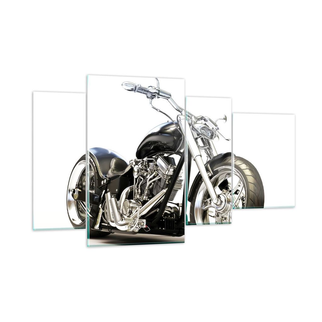 Bilder auf glas - Motorrad Motor Geschwindigkeit Chrom - 120x70cm - Glasbilder - Wandbilder - Kunstdruck - Wanddekoration aus Glas - Glas Bilder - ...