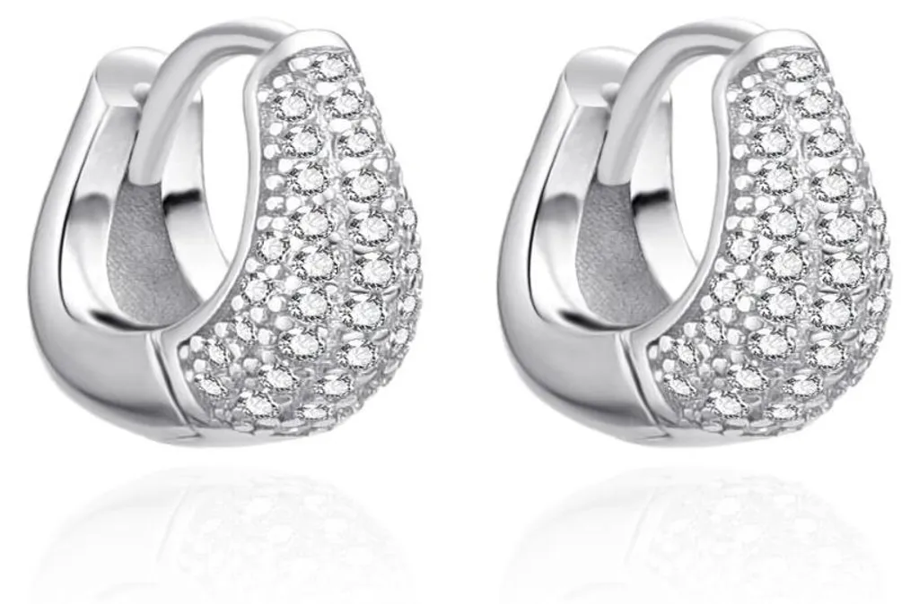 Boucles d'oreilles argentées hypoallergéniques zircons - Confort Dur