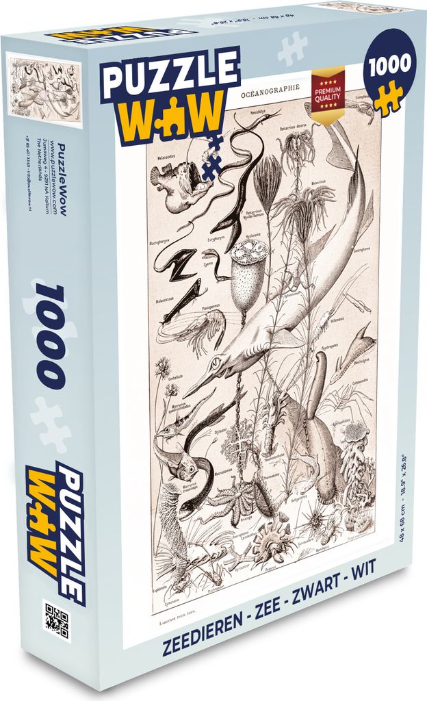 MuchoWow Puzzle 1000 Teile Meerestiere - Meer - Schwarz - Weiß - Spielzeug - Alt und Jung - Spiele - Puzzeln