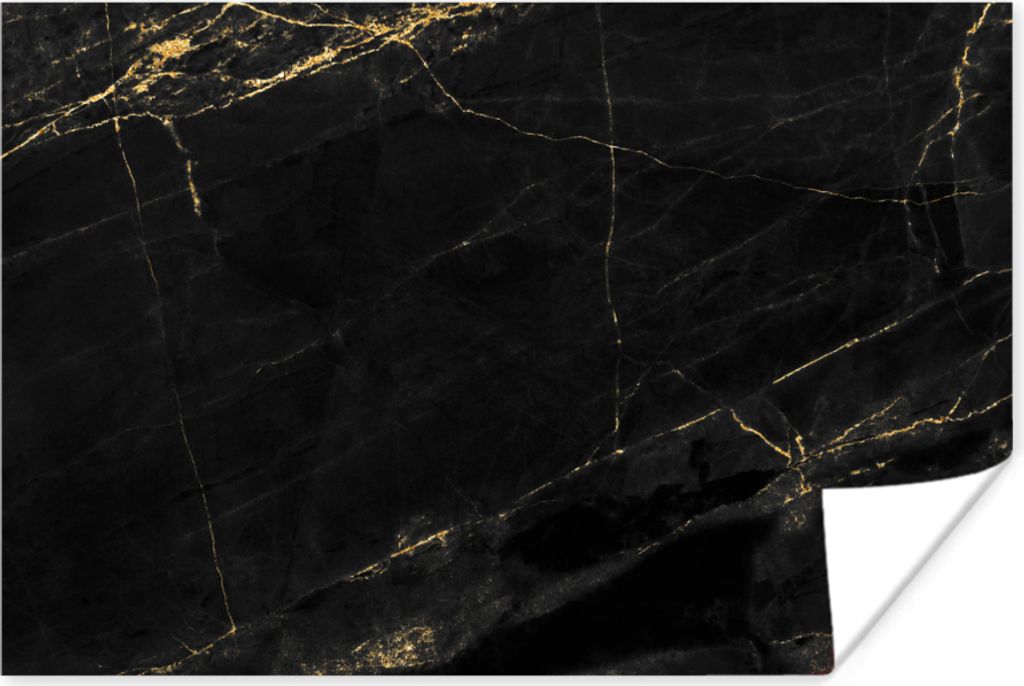 MuchoWow Poster Marmoroptik - Luxus - Schwarz - Gold 120x80 cm - Bilder