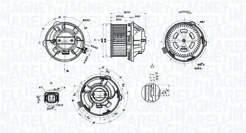 Moteur de ventilateur MAGNETI MARELLI 069412389010 pour Citroën C5