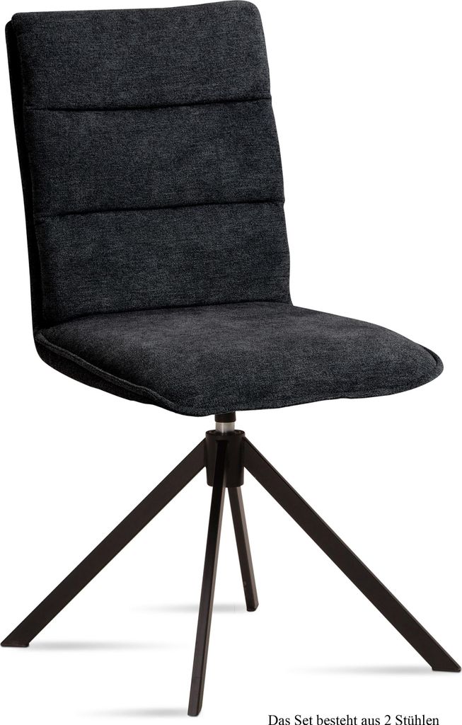 Esszimmerstuhl drehbar (2er-Set) Dekava 47x92x60 Schwarz/Anthrazit