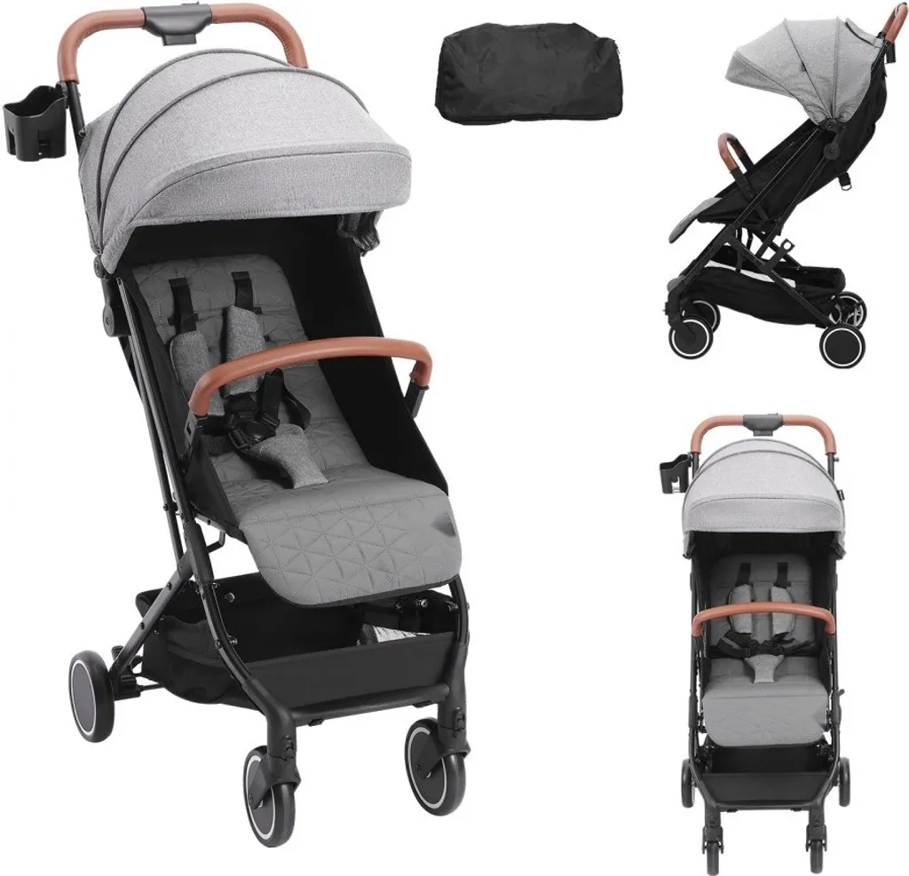 Combiné Poussette Évolutive 2-en-1 avec Châssis Pliable Gris Anthracite
