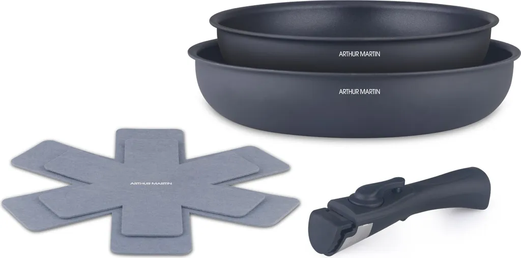 Set 2 Padelle Arthur Martin Grigio Opaco: Cucina Facile e Salvaspazio