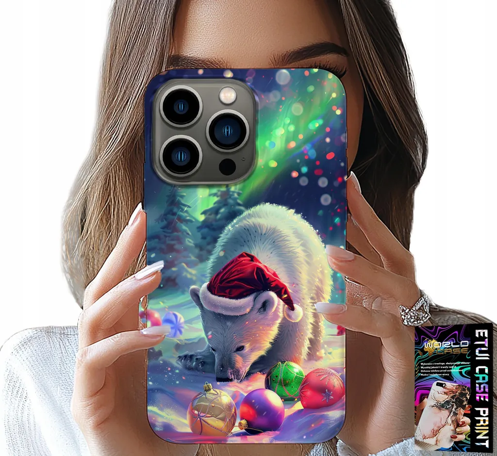 Cover iPhone 14 Pro Natale 3D Bear | Custodia con Pellicola Vetro