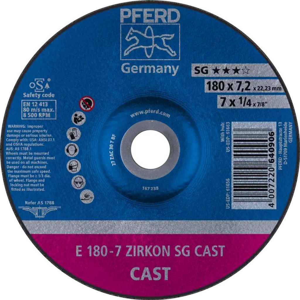 PFERD TOOLS Schruppscheibe E ZIRKON Speziallinie SGP CAST für Guss