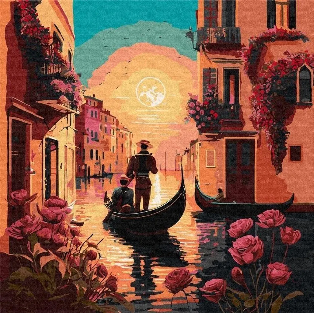 Peinture par numéros Venise 40x40cm avec châssis bois et pigments pros