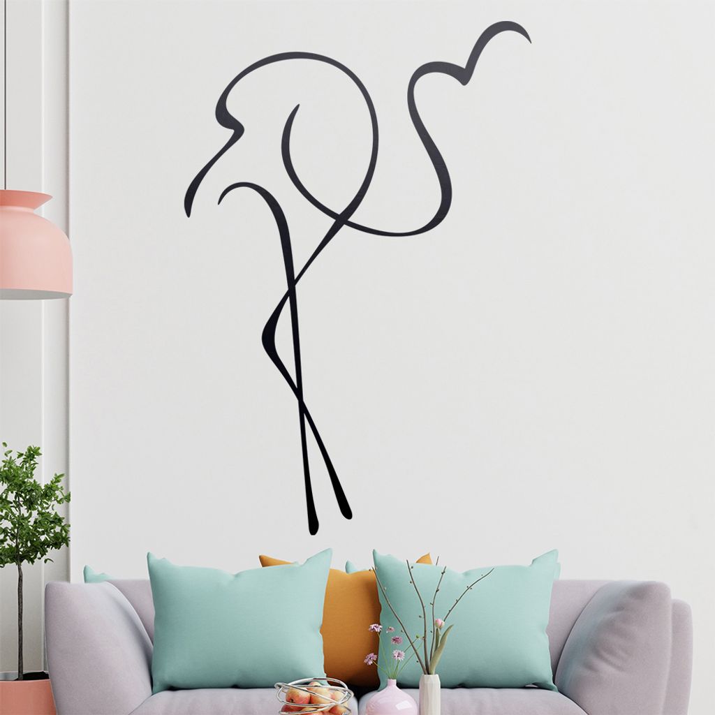 Flamingo Linien Wandtattoo in 6 Größen - Wandaufkleber Wall Sticker - Dekoration, Küche, Wohnzimmer, Schlafzimmer, Badezimmer