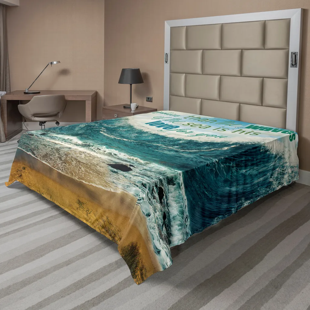 Drap de Lit Doux et Confortable Illustration Vagues de la Mer 1 Pièce