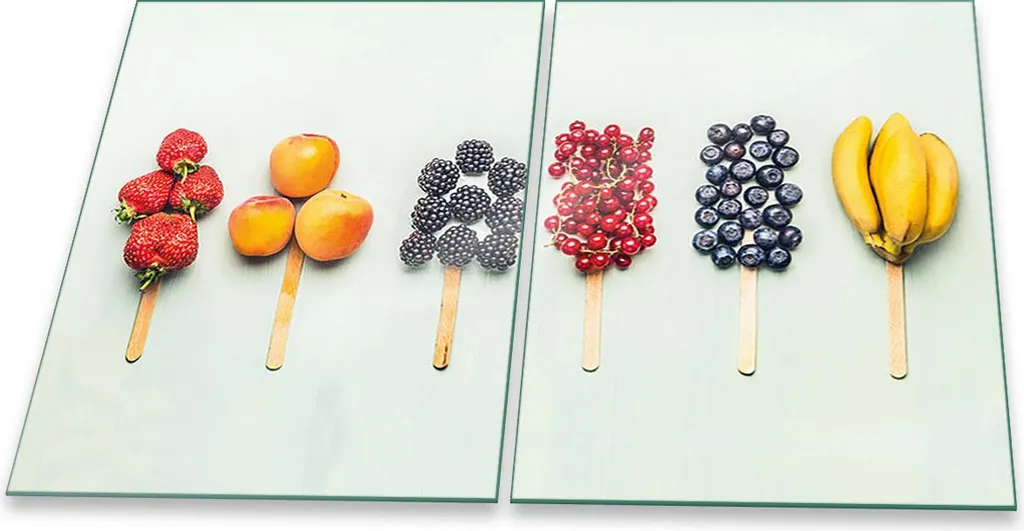 Coprifornelli Vetro 40x52 2 Pezzi Frutta Colorata - Top Cucina