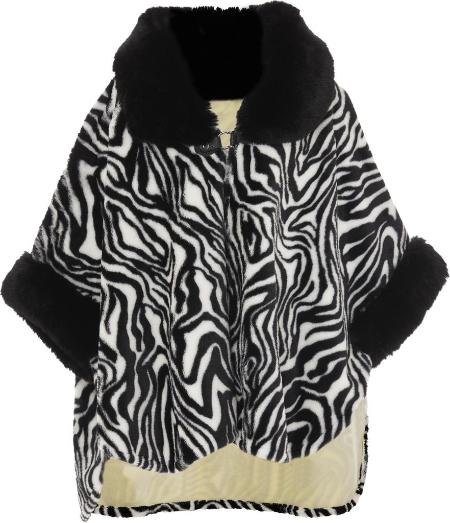 IMALA damen strickponcho - wollweiss schwarz, M