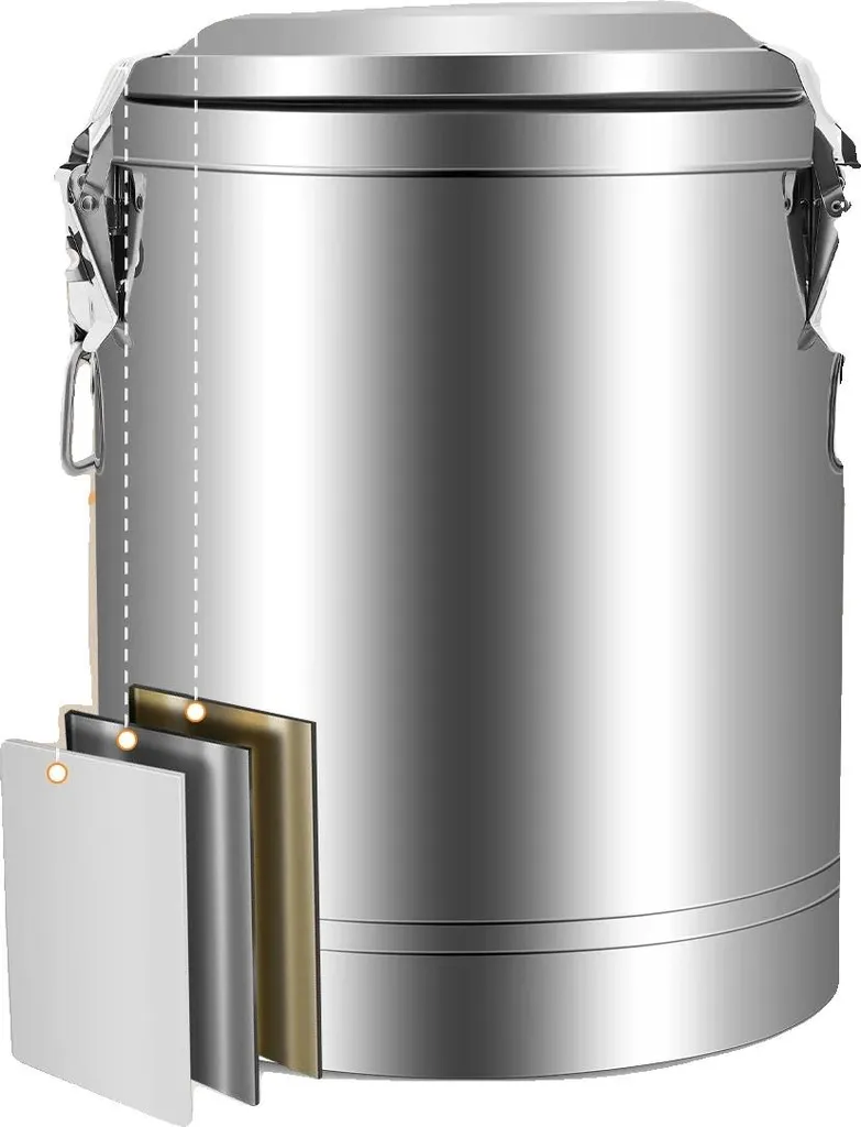 Seau de transport 14L avec couvercle en inox alimentaire argenté poli
