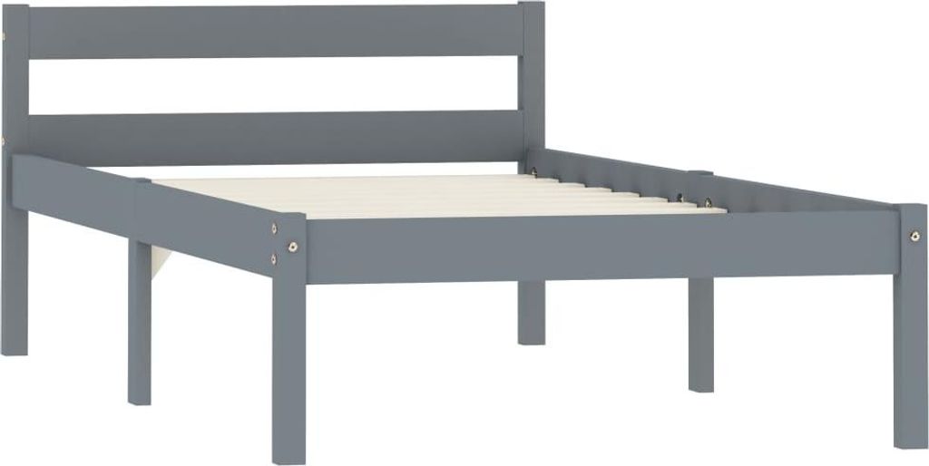 vidaXL Massivholzbett Grau Kiefer 100x200 cm Produktbild 
