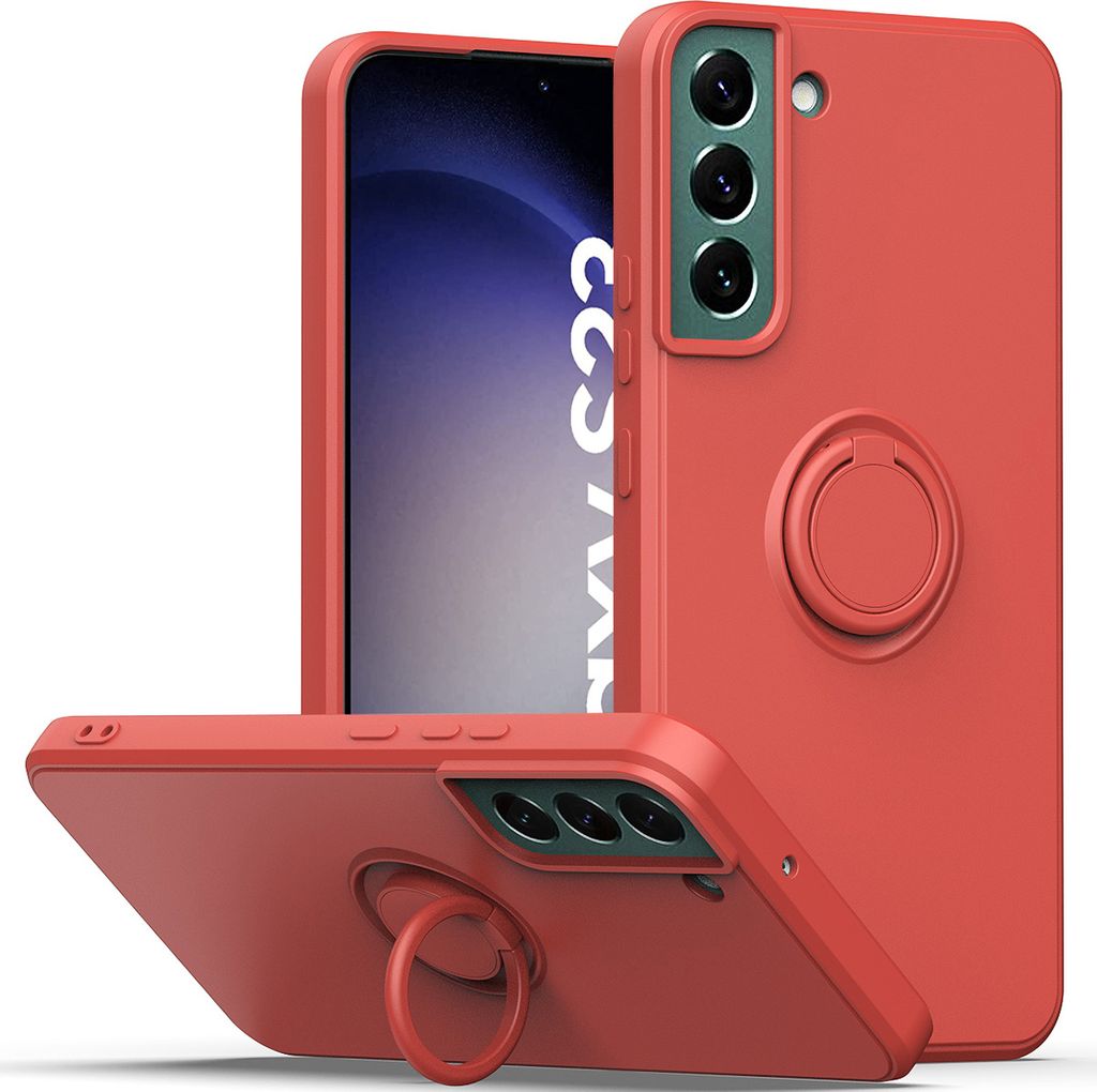 Samsung S23 Handyhülle, Ring Halter Ständer Kratzfeste Weiche Silikon schutzhülle für Samsung Galaxy S23 bordeaux