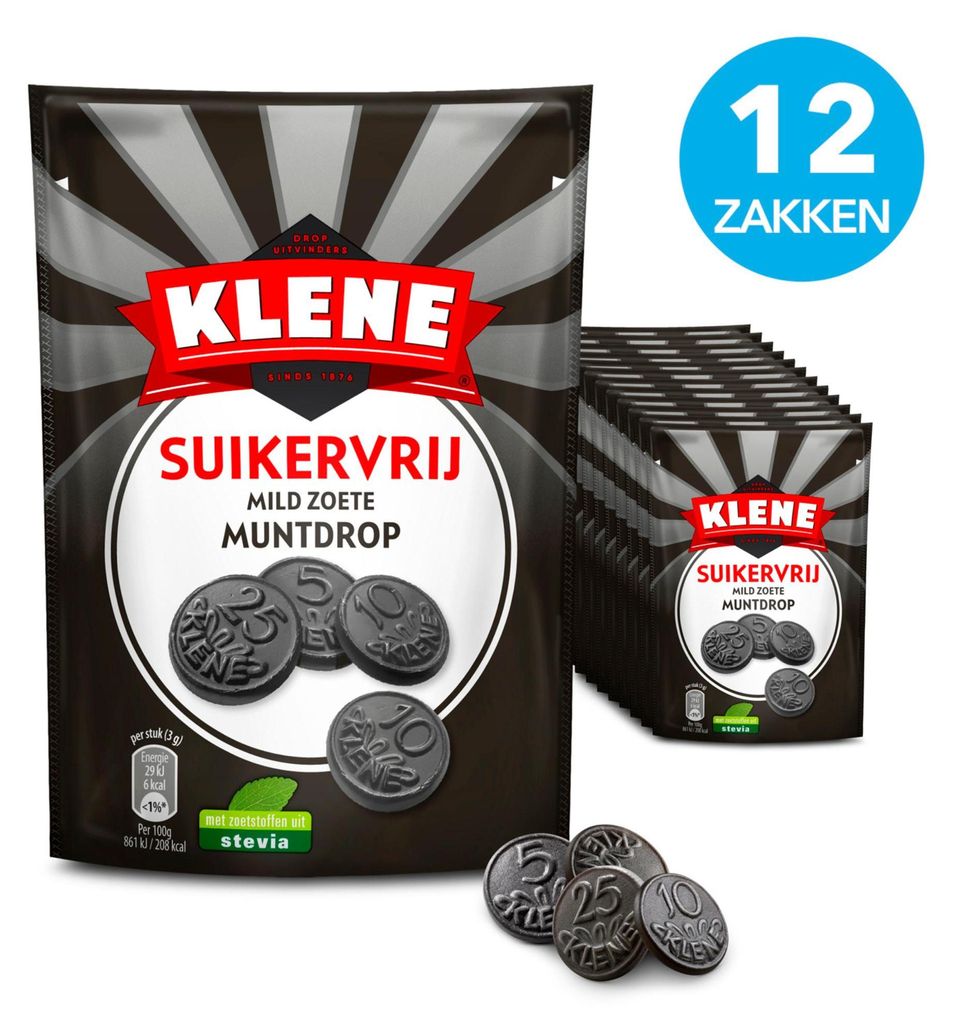 Klene zuckerfreies, mildes, süßes Minz-Lakritz (12x 100gr) Produktbild 