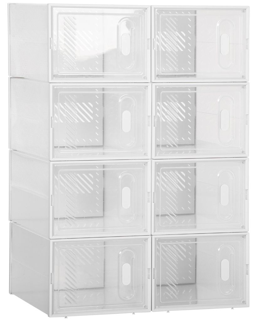 HOMCOM DIY krabica na topánky s 8 priehradkami, priehľadná Obrázok produktu 