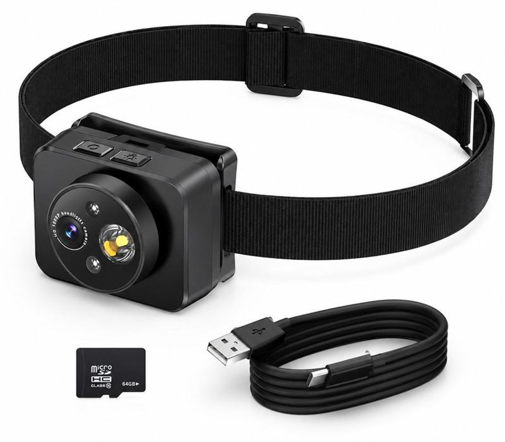 Stirnkamera mit LED – 1080P Camcorder, 64 GB, Produktbild 