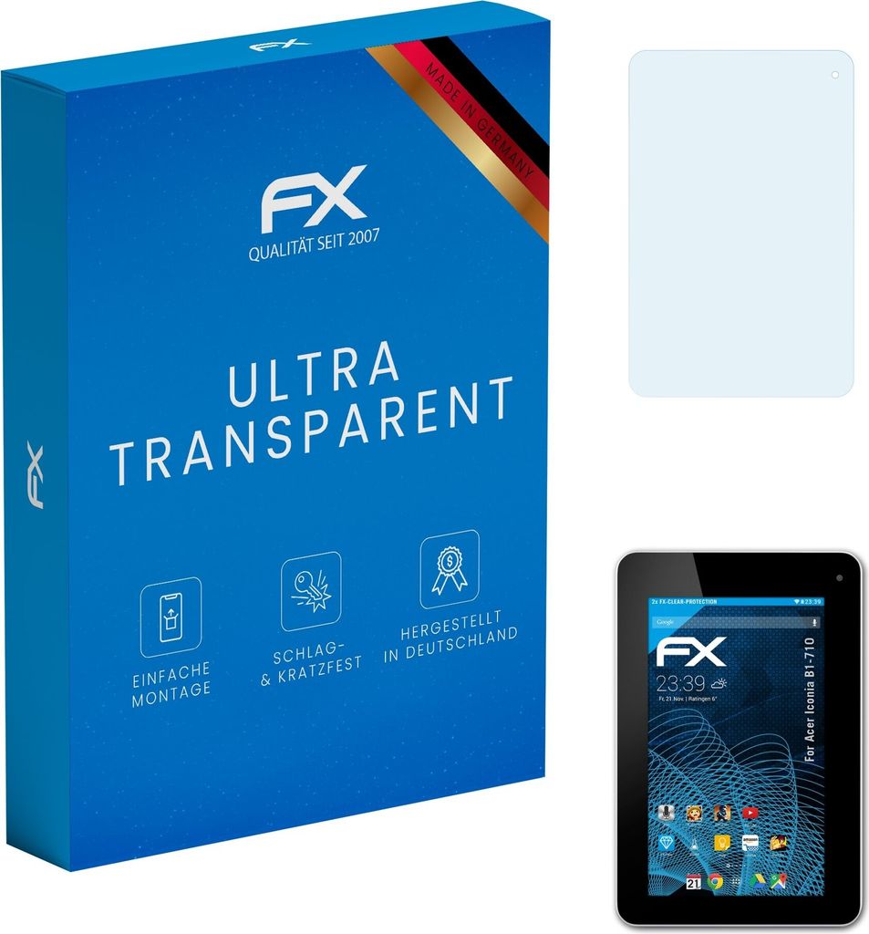 atFoliX FX-Clear 2x Schutzfolie kompatibel mit Acer Iconia B1-710 Displayschutzfolie