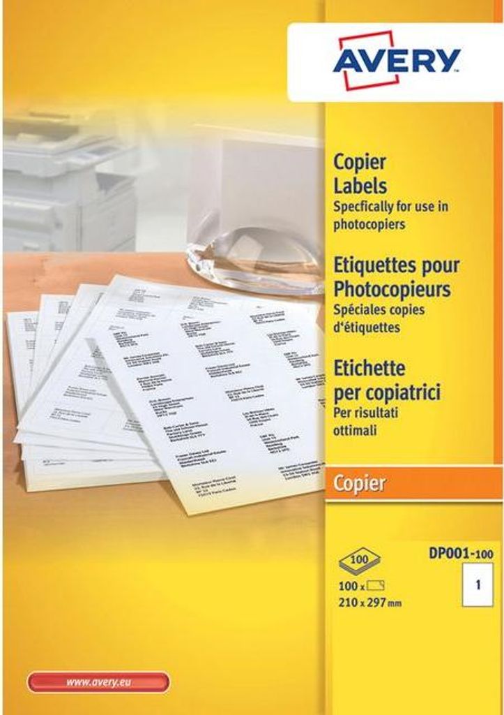 Avery - Label DP001 210x297 weiß 100 Etiketten