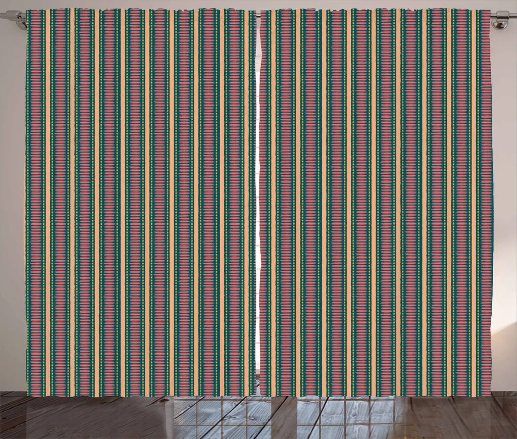 ABAKUHAUS Tenda geometrica rustica, effetto pennellata, tende universali per soggiorno con passanti e ganci, 280 x 175 cm, multicolore