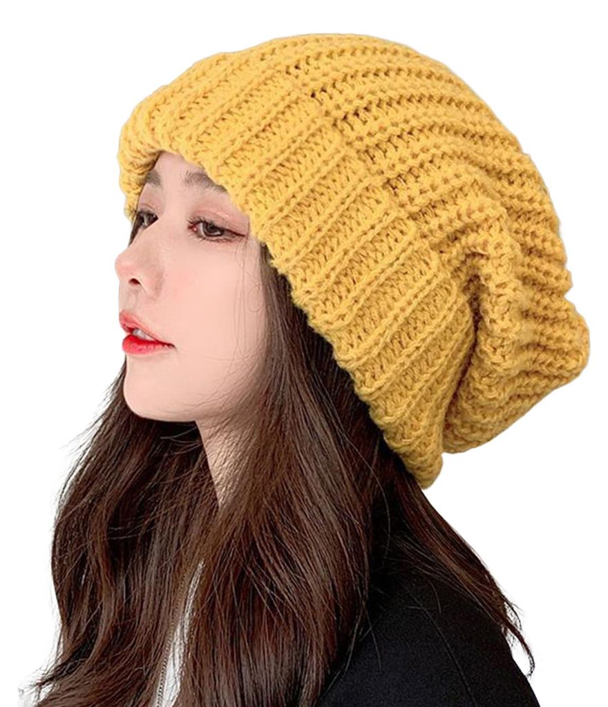 Strickmütze, locker geschnitten, gerippt, dehnbar, warmhaltend, einfarbig, Herbst/Winter, Damen/Herren, Beanie für Outdoor-Aktivitäten