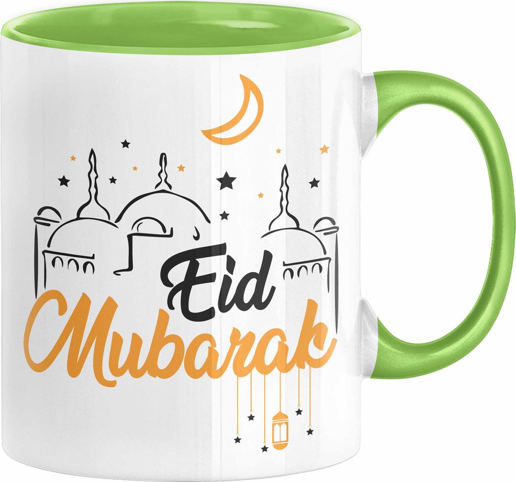 Eid Mubarak Tasse Geschenk Muslime Geschenkidee Sprüche für Muslimische Menschen (Grün)