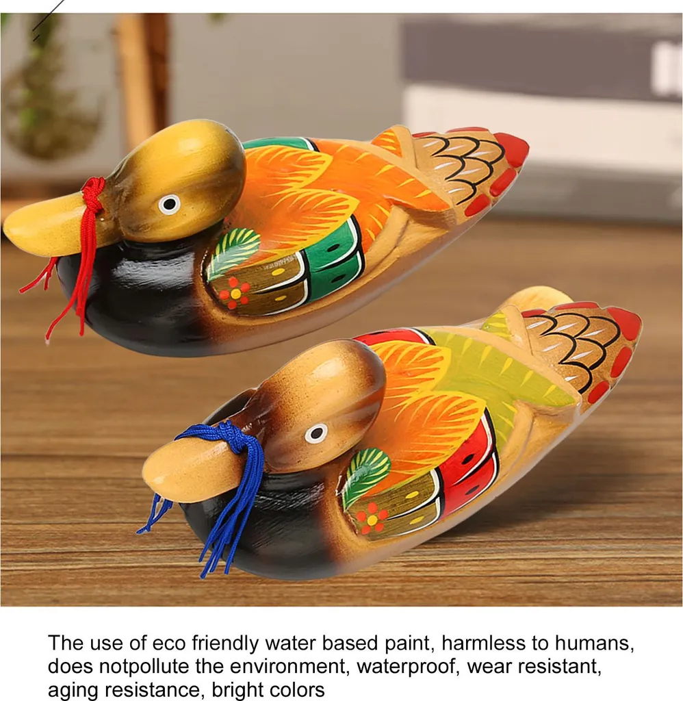 Statuettes Canards Mandarins de Mariage en Bois Peint Imperméable x2 - 5