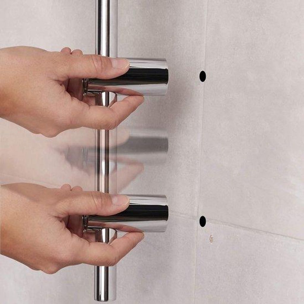 Duschstangen-Set – flexibel & knop – ABS – grau – chromer Abschluss – Duschsystem ohne Armatur