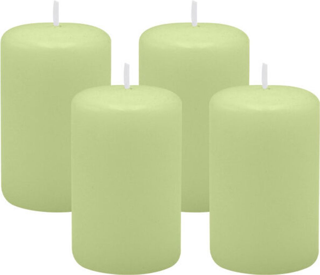 4er Set Adventskranzkerzen Kiwi Hellgrün Ø 50 x 80 mm