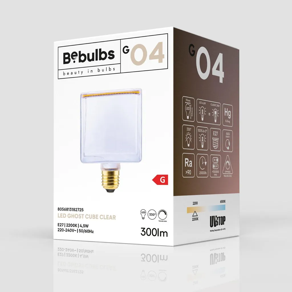 Ampoule LED E27 Dimmable sans Scintillement Cube Ghost Line 300 Lm