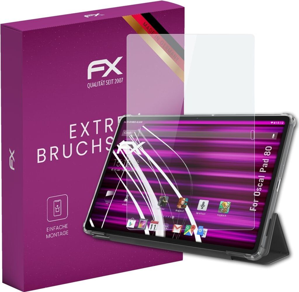 atFoliX FX-Hybrid-Glass Displayfolie kompatibel mit Oscal Pad 80 Glasfolie
