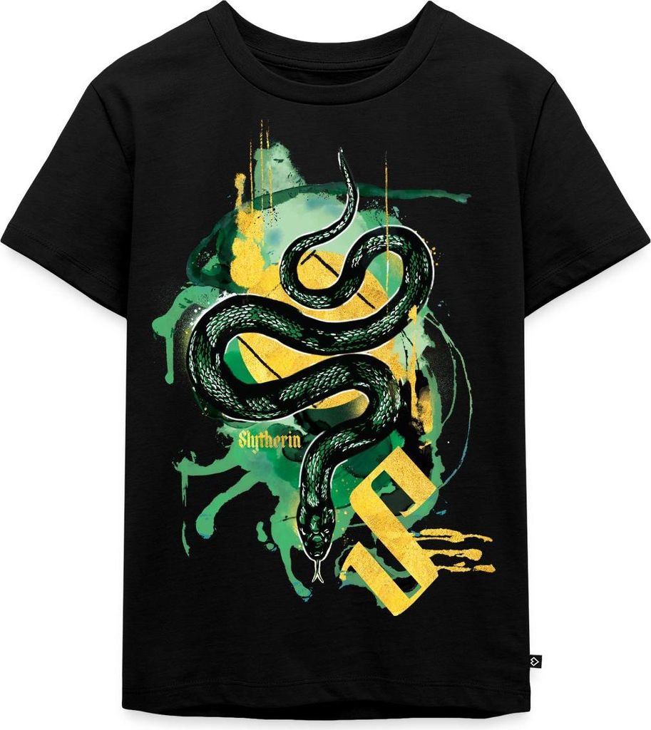 Spreadshirt Harry Potter Haus Slytherin Schlange Kinder Premium T-Shirt, 110/116 (4 Jahre), Schwarz