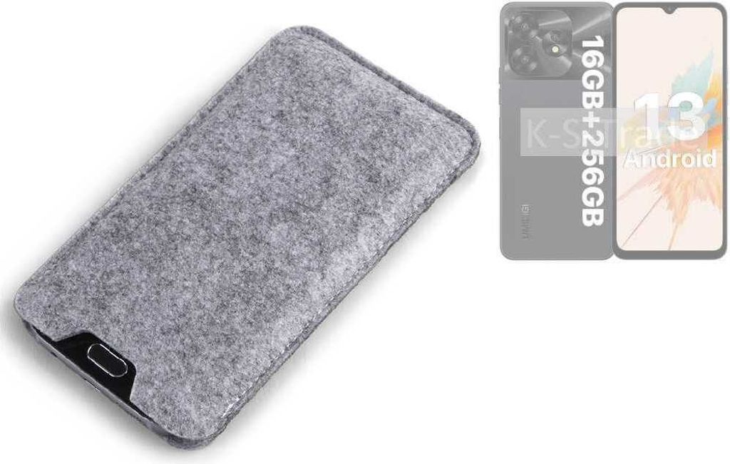 K-S-Trade Filz Handyhülle kompatibel mit UMIDIGI A15 Schutzhülle Filztasche Filz Tasche Case Sleeve Handy Hülle Filzhülle grau