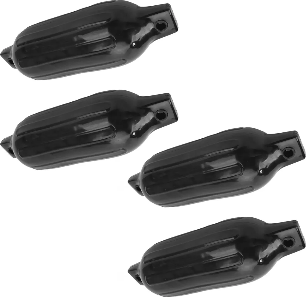 4 Pare-chocs de Bateau en PVC Noir avec Cordes 2m et Gonfleur Inclus