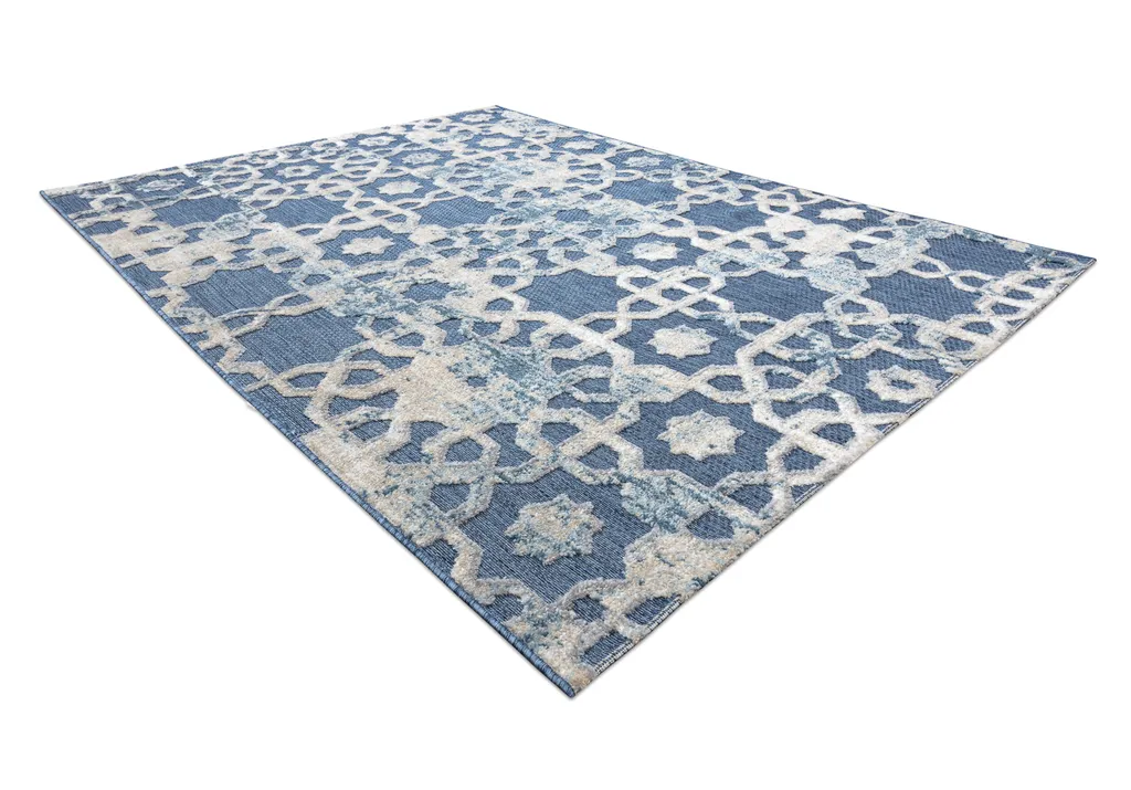 Tapis Anti-Acariens Tissage Plat Bleu SOLE D3881 Facile à Nettoyer 120x170