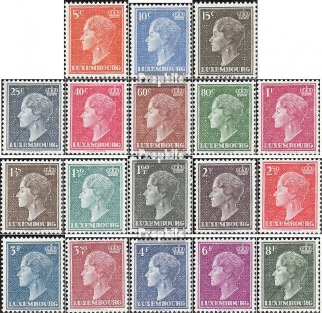 Briefmarken Luxemburg 1949 Mi 442-459 (kompl.Ausg.) postfrisch Charlotte