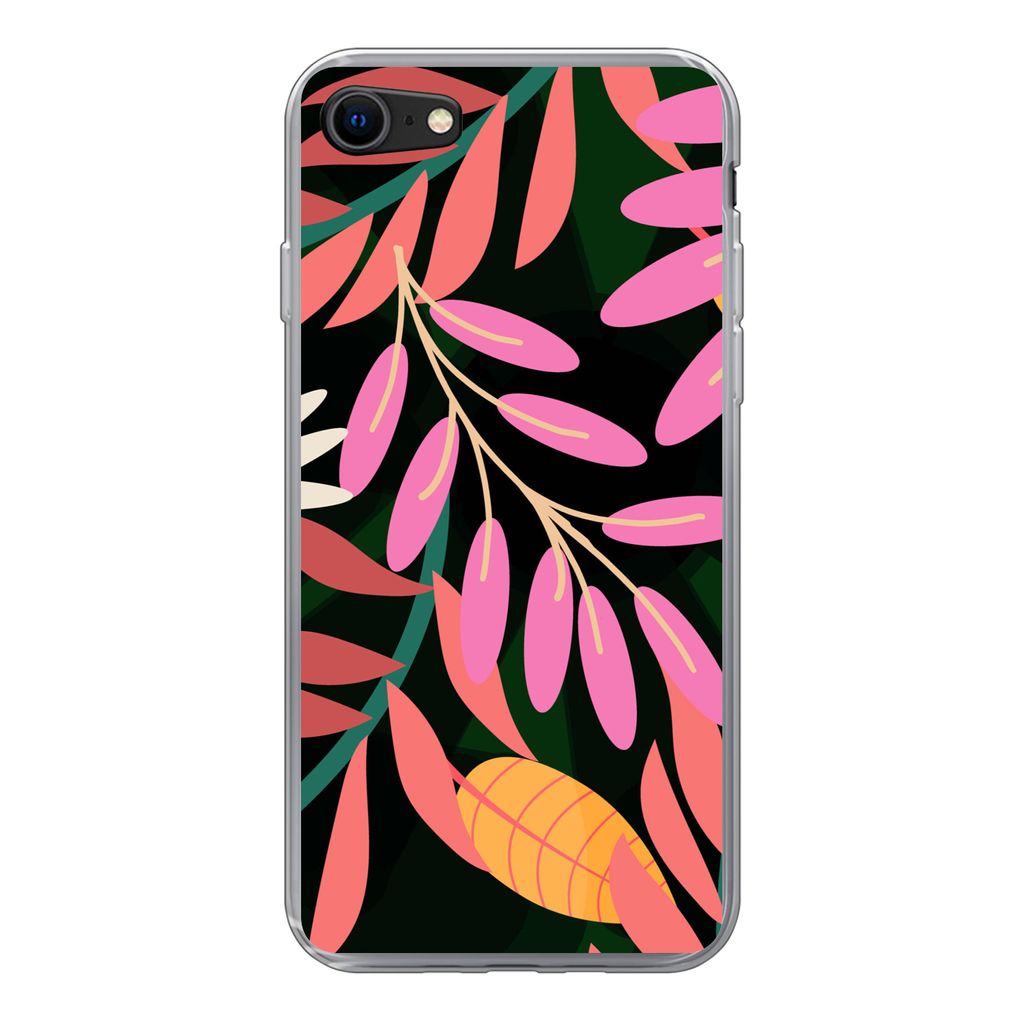 MuchoWow Handyhülle Schutzhülle Hülle für iPhone SE 2022 Tropisch - Blumen - Muster Silikon Softcase Handy Hülle - Schutzhülle