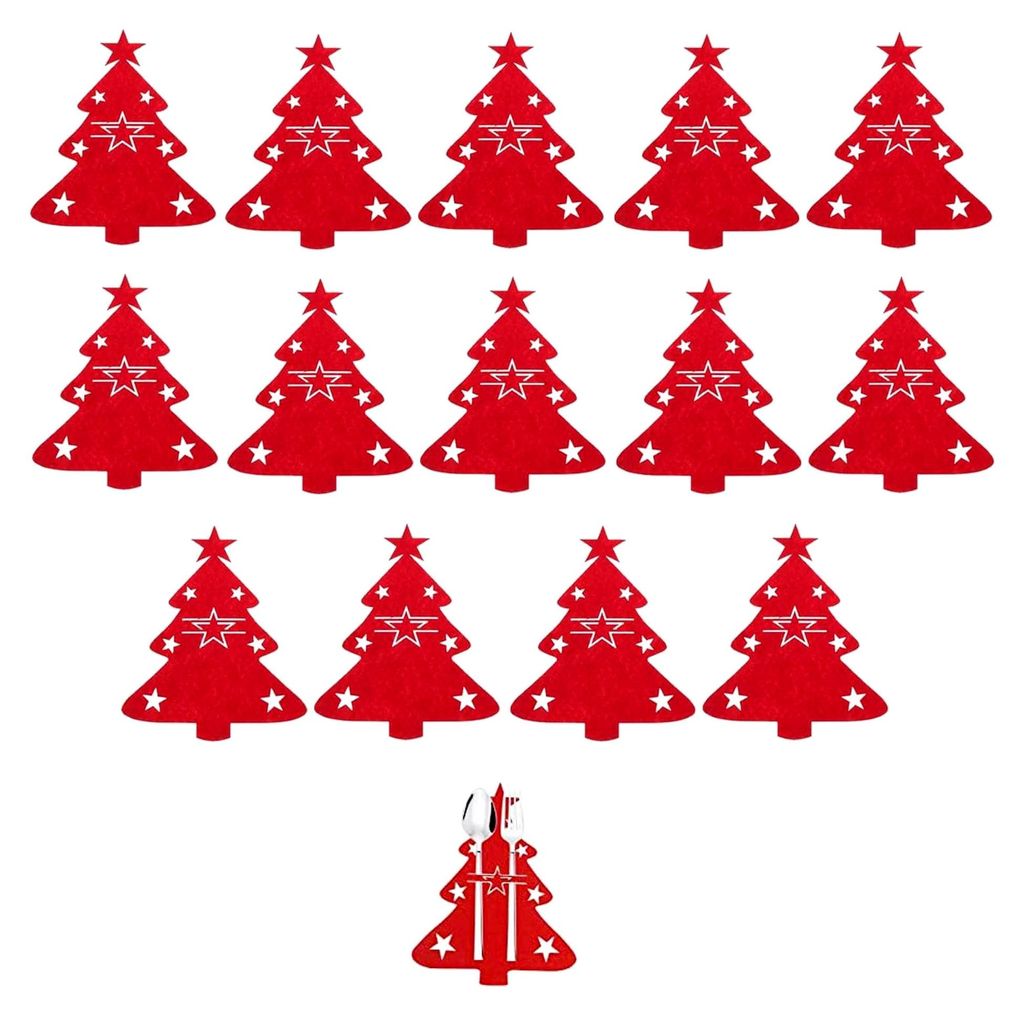 14-teiliges Set Weihnachts-Bestecktaschen aus Filz