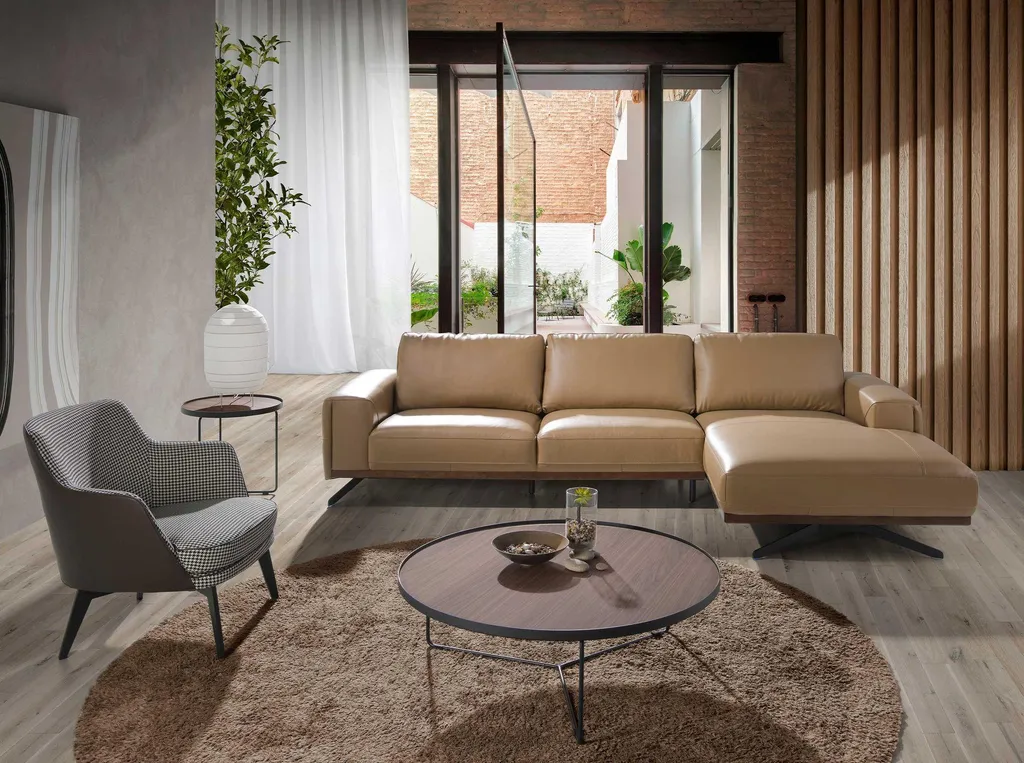 Table d'angle design noyer naturel et structure acier noir 2028