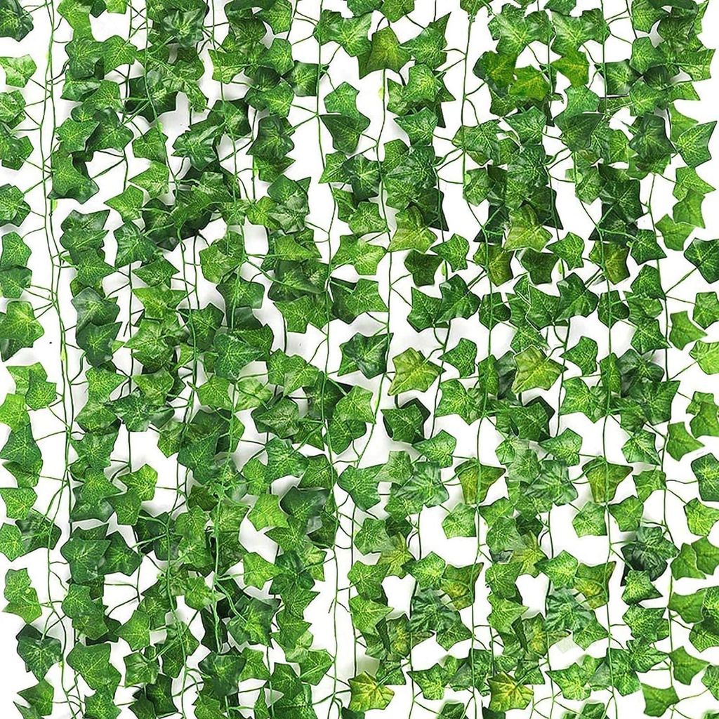 Künstliche Efeublätter, grüne Girlanden, Hängepflanzen, für Hochzeiten, Partys, Garten, Wanddekoration, 14 Stück