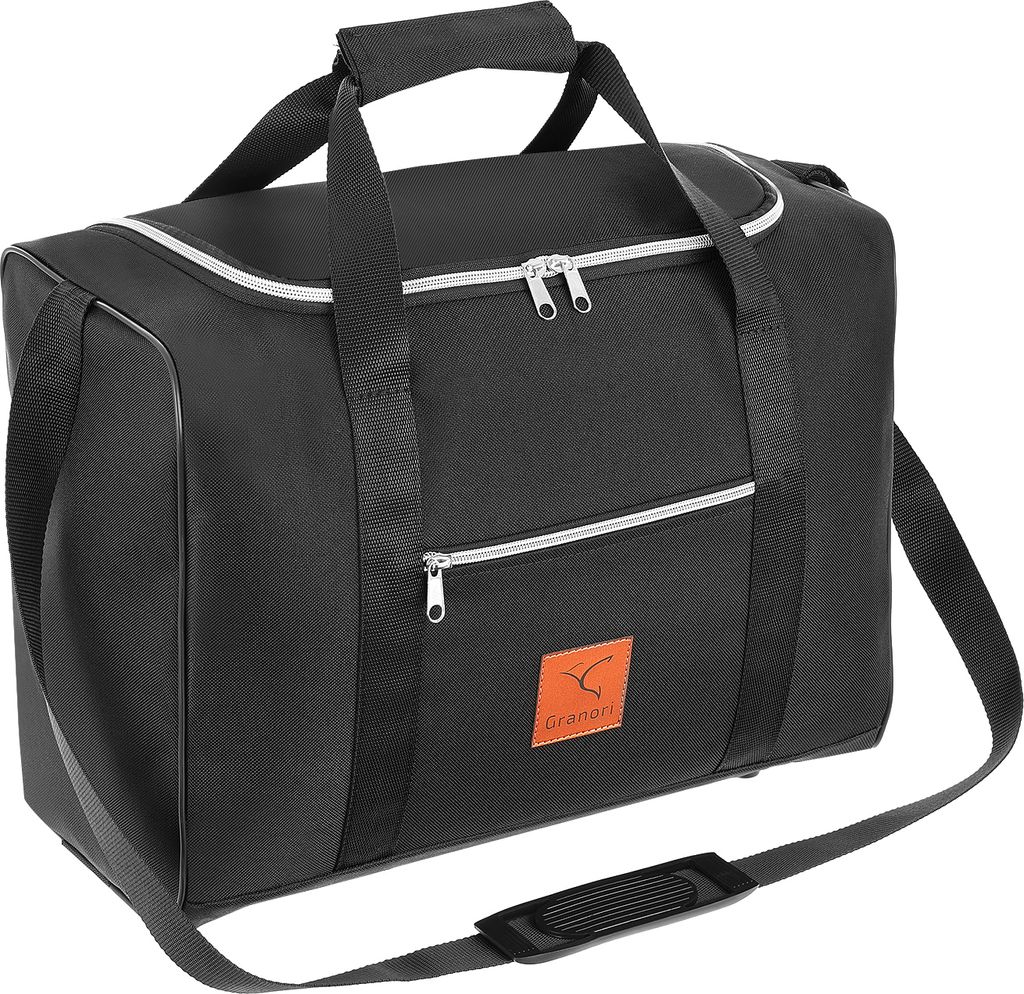 Granori Handgepäck Reisetasche 40x30x20 cm WT2 – Leichte Flugzeug Kabinengepäck Tasche mit Tragegurt für Damen und Herren in schwarz